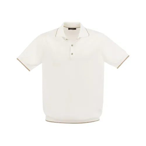 Peserico , Cotton polo shirt ,White male, Sizes: