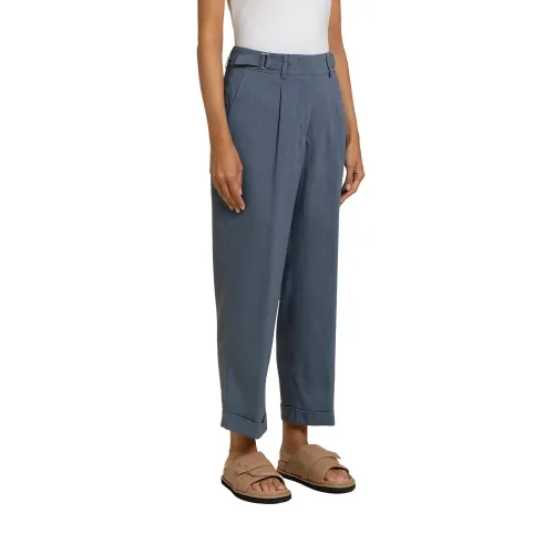 Peserico , Cropped Trousers ,Blue female, Sizes: