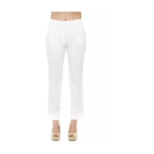 Peserico , Flared Leg Trousers with Pockets ,White female, Sizes: