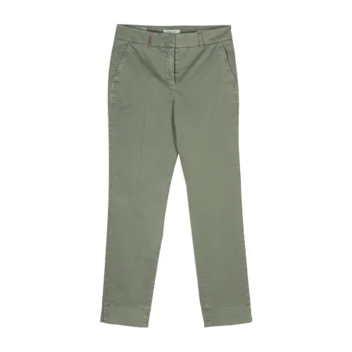 Peserico , Green Trousers with Style ,Green female, Sizes: