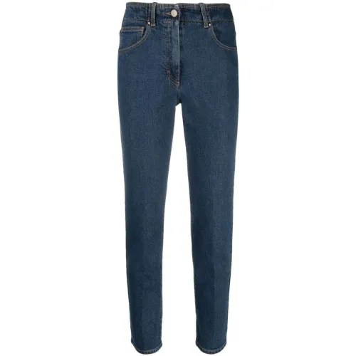 Peserico , Indigo Blue High-Waist Denim Jeans ,Blue female, Sizes: