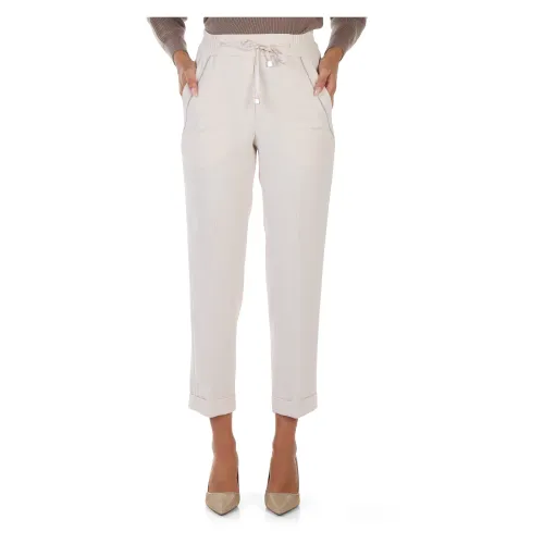 Peserico , Jogger-style crepe pants ,White female, Sizes: