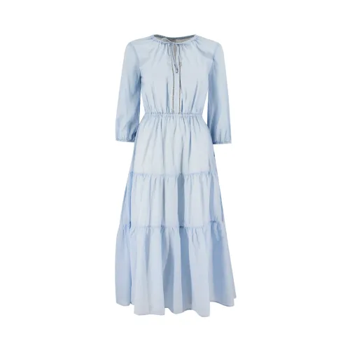 Peserico , Light and Sophisticated Cotton Dress ,Blue female, Sizes: