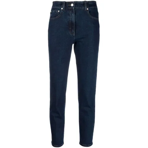 Peserico , Navy Blue Slim-Cut Denim Jeans ,Blue female, Sizes: