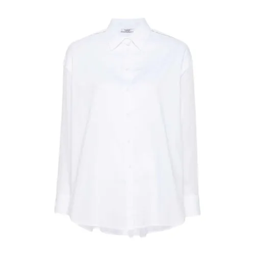Peserico , Rhinestone-Embellished Cotton Shirt ,White female, Sizes: