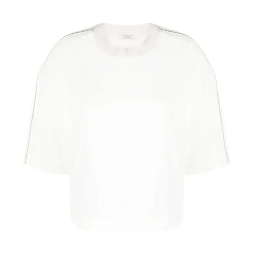 Peserico , Silk Blend Appliqué T-Shirt ,White female, Sizes: