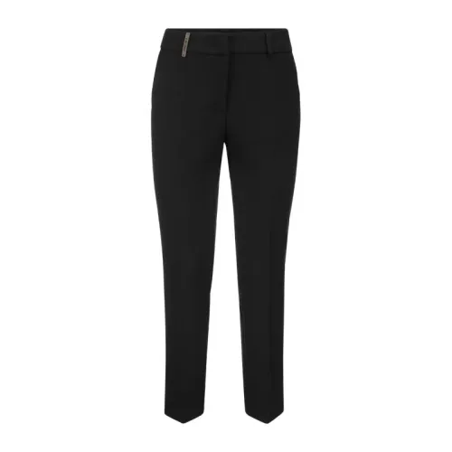 Peserico , Trousers with slits in stretch viscose canvas ,Black female, Sizes:
