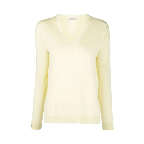 Peserico , V-neck Knitwear ,Yellow male, Sizes:
