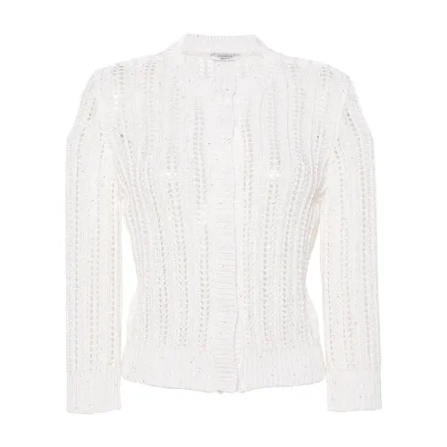 Peserico , White Sequin Sweater ,White female, Sizes: