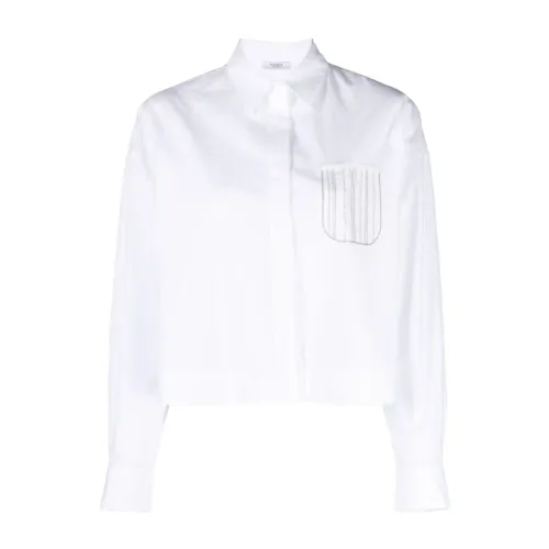 Peserico , White Stretch-Cotton Poplin Shirt ,White female, Sizes:
