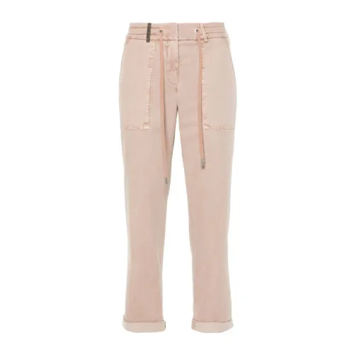 Peserico , Womens Clothing Trousers Beige Ss24 ,Beige female, Sizes: