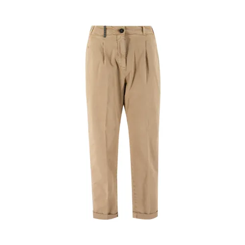 Peserico , Women's Clothing Trousers Cordame Ss24 ,Beige female, Sizes: