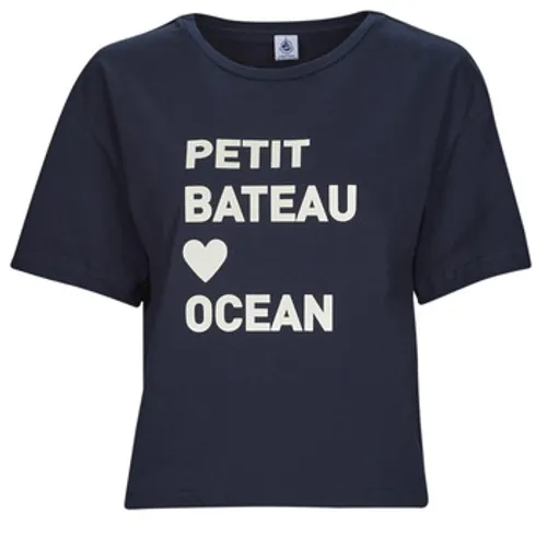 Petit Bateau  A06TM04  women's T shirt in Marine