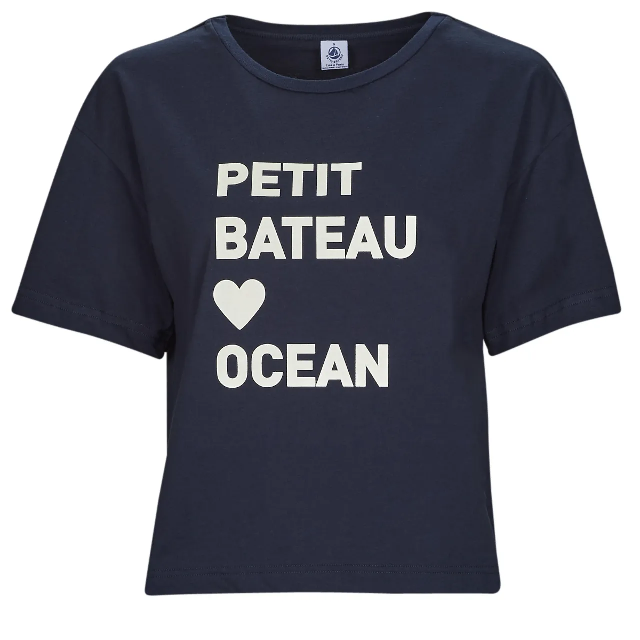 Petit Bateau  A06TM04  women's T shirt in Marine