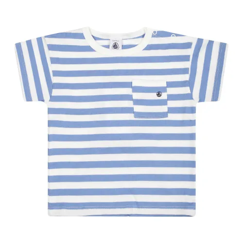 Petit Bateau , A0A12 01 Gauloise/Marshmallow Short Sleeves T-Shirts ,Blue unisex, Sizes: