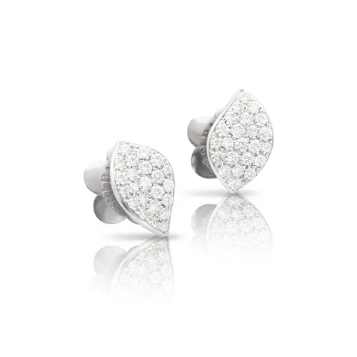 Petit Garden Single Leaf Stud Earrings in 18ct White Gold with Diamonds