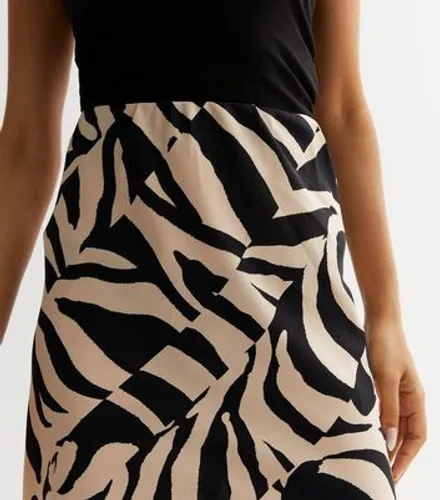 Petite Black Animal Print Bias Cut Midi Skirt New Look