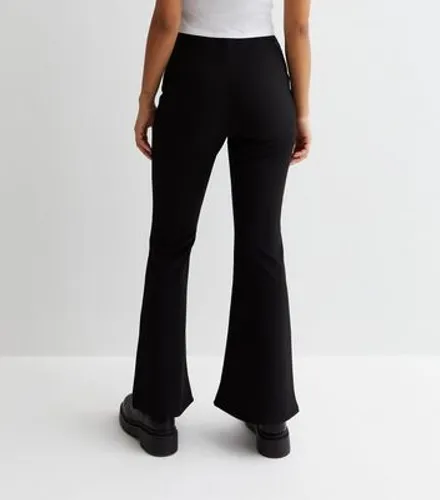 Petite Black Jersey Flared Trousers New Look