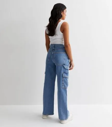 Petite Blue Cargo Jeans New Look