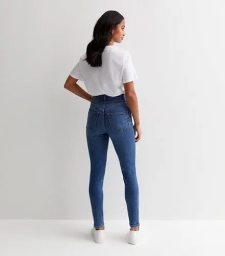Petite Blue Lift & Shape High Waist Yazmin Skinny Jeans New Look
