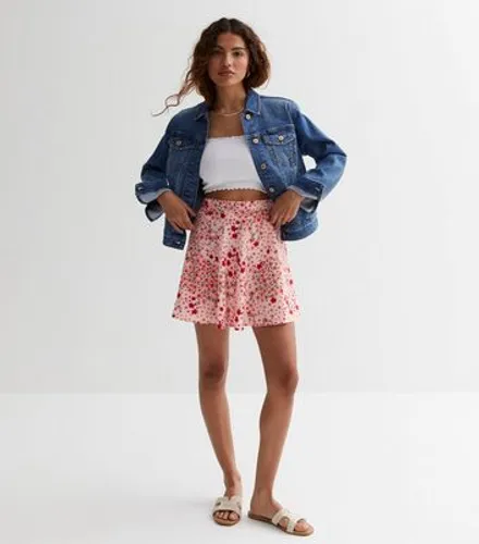 Petite Pink Ditsy Floral Mini Skirt New Look