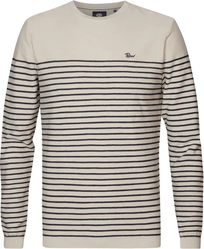 Petrol Sweater Stripe Ecru Beige Off-White
