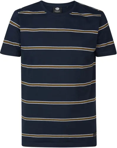 Petrol T Shirt Rugby Striped Navy Dark Blue Blue