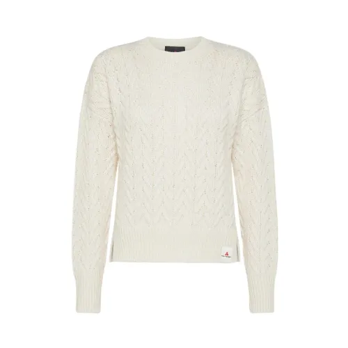 Peuterey , Alpaca Cotton Sweater with Chevron Pattern ,Beige female, Sizes: