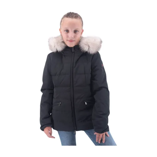 Peuterey , Fullzip Hooded Fur Puffer Jacket ,Black female, Sizes: