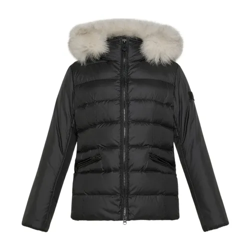 Peuterey , Fur Hood Down Jacket ,Black female, Sizes: