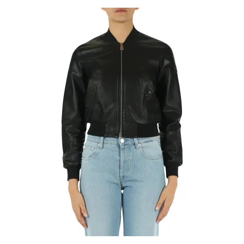 Peuterey , Leather Jacket ,Black female, Sizes: