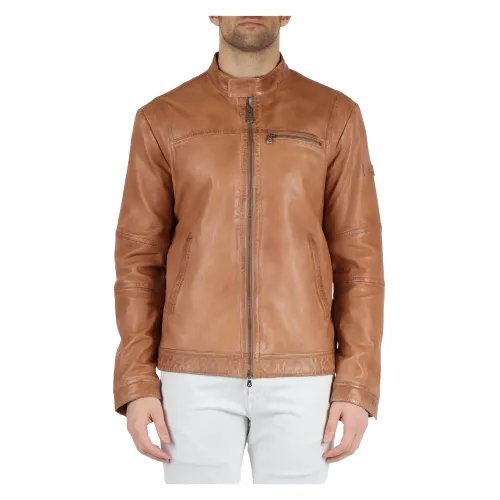 Peuterey , Leather Jacket Saguard PE VEG 09 ,Brown male, Sizes: