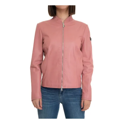 Peuterey , Leather Jacket, Zipper Closure, Slim Fit ,Pink female, Sizes: