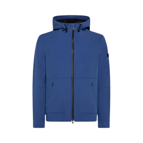 Peuterey , Lightweight Hooded Jacket with Zip Closure ,Blue male, Sizes: