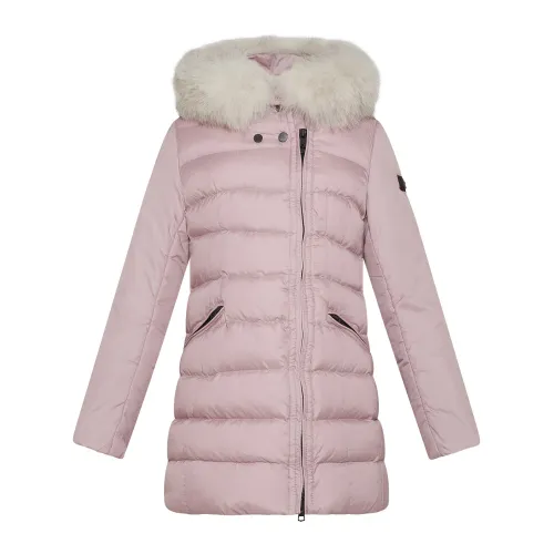 Peuterey , Lightweight Water Repellent Down Jacket with Detachable Fur ,Purple female, Sizes: