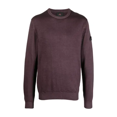 Peuterey , Logo-Patch Wool Jumper ,Brown male, Sizes: