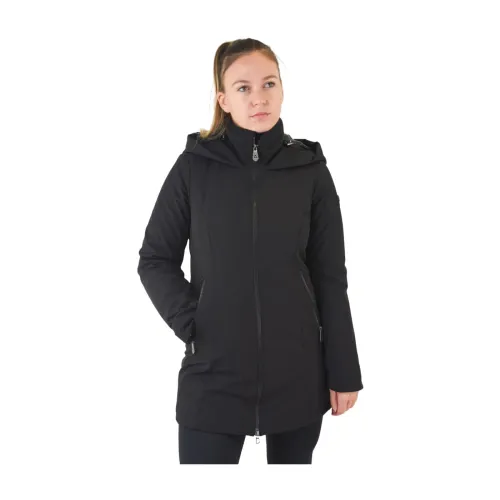 Peuterey , Long Fullzip Hooded Jacket ,Black female, Sizes: