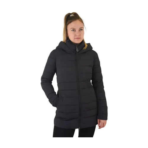 Peuterey , Long Quilted Fullzip Down Jacket with Hood ,Black female, Sizes: