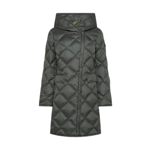 Peuterey , Long Quilted Green Coat ,Green female, Sizes: