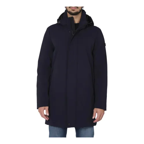 Peuterey , Minimal and Technical Three-Layer Trench Coat ,Blue male, Sizes: