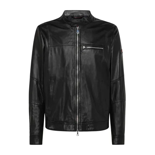 Peuterey , Modern Horsehide Biker Jacket ,Black male, Sizes: