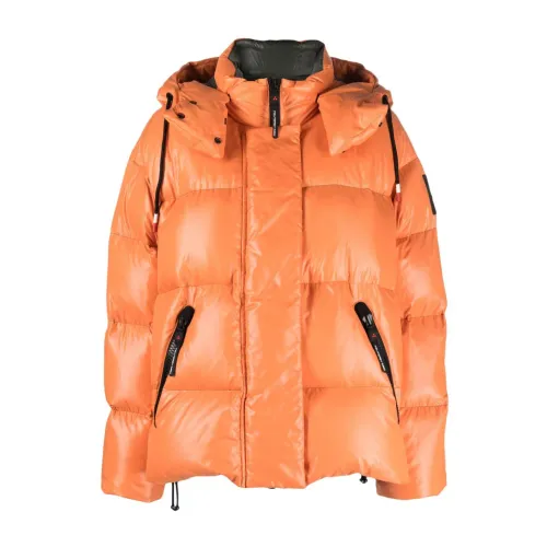 Peuterey , Orange Hooded Puffer Jacket ,Orange female, Sizes: