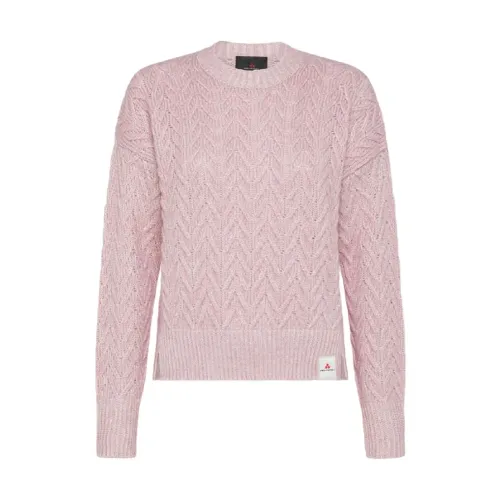 Peuterey , Pink Alpaca Cotton Sweater with Herringbone Pattern ,Pink female, Sizes: