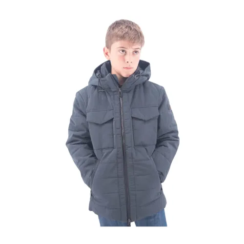 Peuterey , Quilted Hooded Jacket ,Blue male, Sizes: