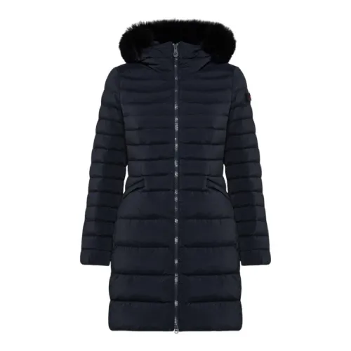 Peuterey , Slim Blue Fur Hooded Jacket ,Blue female, Sizes: