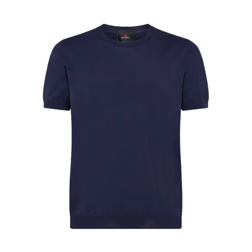 Peuterey , Soft Cotton and Silk Blend Tricot T-Shirt ,Blue male, Sizes: