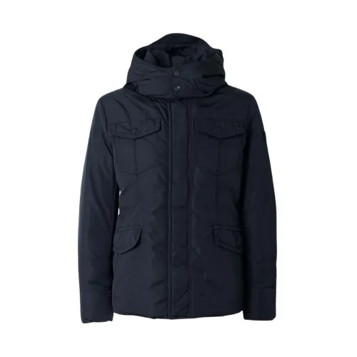 Peuterey , Technical Fabric Jacket with Detachable Hood ,Blue male, Sizes: