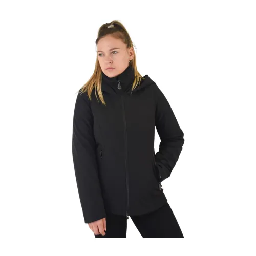 Peuterey , Winter Jacket with Zipper and Retractable Pockets ,Black female, Sizes:
