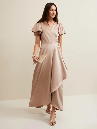 Phase Eight Arabella Satin Wrap Maxi Dress, Latte - Latte - Female