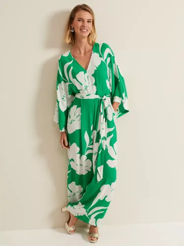 Phase Eight Bernice Print Jumpsuit, Green/White - Green/White - Female